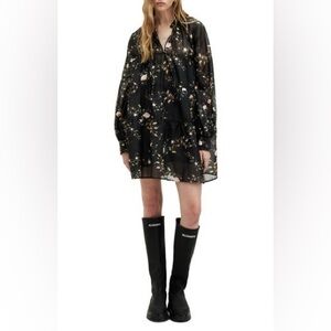 All Saints Black Floral Dress